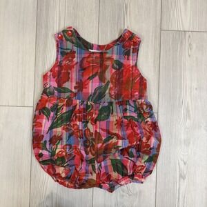Michaela New England Common Sense Designs Floral Bubble Romper USA Girls Size 4